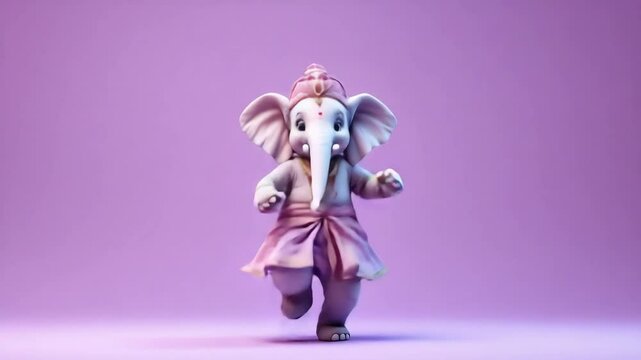 Ganesha-like baby elephant figurine in pink against matching background