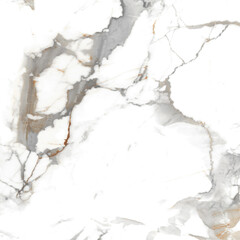 Elegant white marble surface with bold grey veins and golden accents, perfect for countertops,...