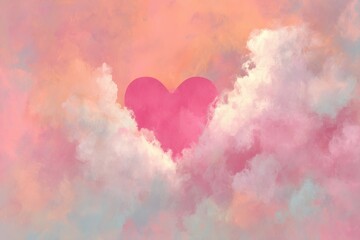 Charming pink heart illustration on gentle pastel background for romantic themes and delightful graphics