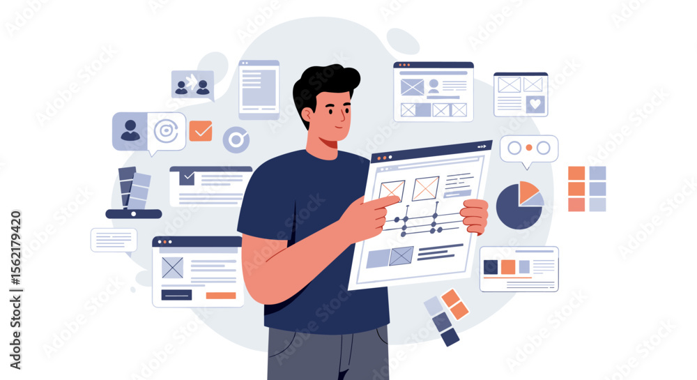 Poster user interface design concept vector illustration for ui and ux development