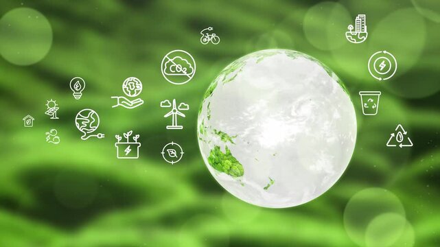 Sustainable Earth and Green Technology Icons for Eco Friendly Innovation Sustainability Earth Day Environment Symbol 
