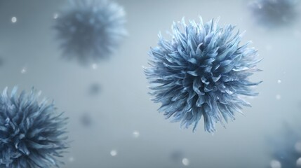 The intricate details of virus particles in a scientific composition.