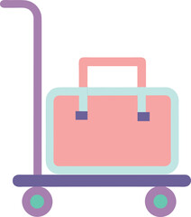 Minimal Airport Cart – Pastel Line Art for Baggage Handling or Terminal Map