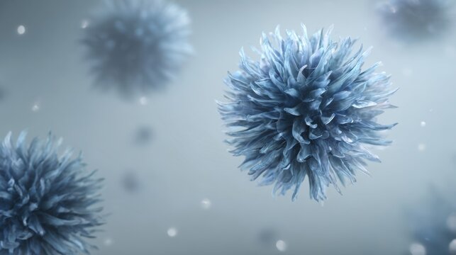 The intricate details of virus particles in a scientific composition.