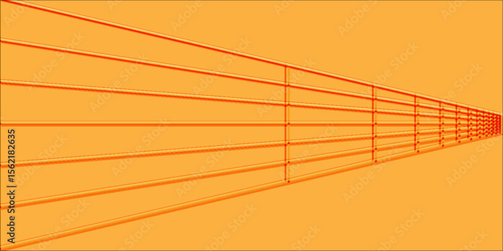 Aufkleber abstract orange perspective view of parallel lines and bars, creating a futuristic or minimal archit