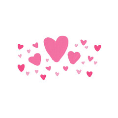 pink hearts on white background