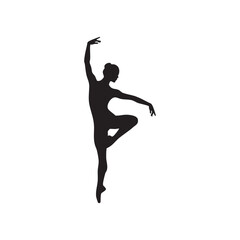 Fototapeta premium Graceful ballerina in a dynamic pose performing ballet silhouette isolated on white background