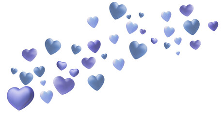 purple heart with white card on center isolated on white background. 3D illustration of celebration, party