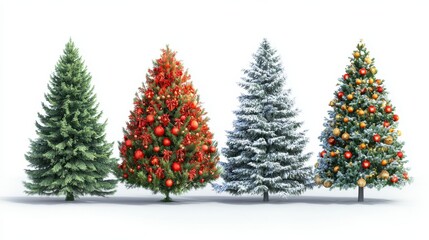 The festive array of Christmas trees showcasing seasonal beauty and vibrant decorations
