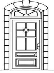 Door Line Art Vector Icon Illustration with Editable Stroke