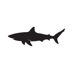 Naklejka premium A sleek black shark silhouette swimming gracefully isolated on white background silhouette
