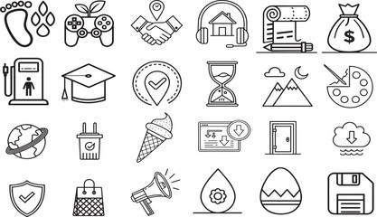 Business, Technology, and Lifestyle Vector  line art Illustration with Editable Stroke