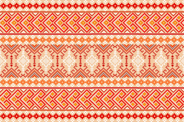Pixel ethnic pattern oriental traditional. design fabric pattern textile African Indonesian Indian seamless Aztec style abstract vector illustration for print clothing, texture, fabric, wallpaper