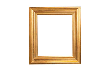 Empty vintage golden picture frame with ornate details, isolated on transparent background. Ideal for artwork, photo mockups, or design presentations