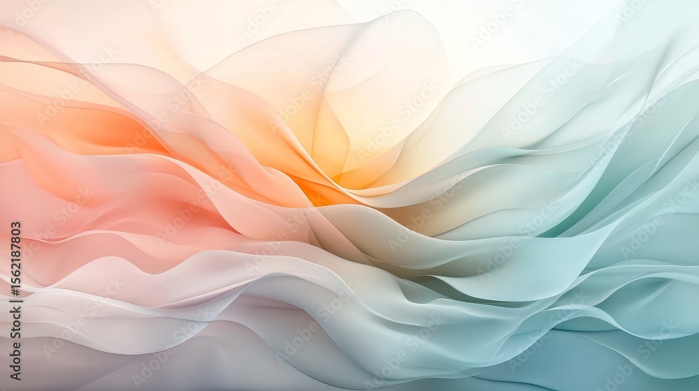 Aufkleber dynamic flowing abstract waves digital art modern environment soft color palette visual serenity