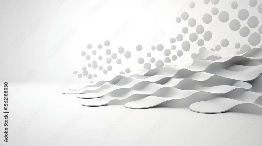 Poster dynamic waves of abstract design minimalist space visual art modern aesthetics eye-level perspective