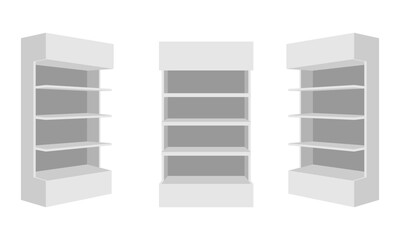 simple promotional display shelf set vector illustration isolated on white background.