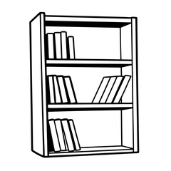Black and White Bookcase Vector Illustration