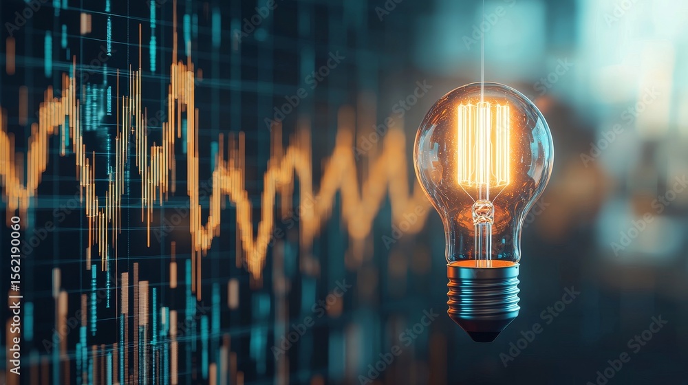 Aufkleber illuminating innovation light bulb displaying data trends in a modern technology environment