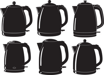 Electric kettle kitchen appliance silhouette vector illustration