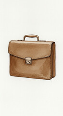 brown leather briefcase isolated