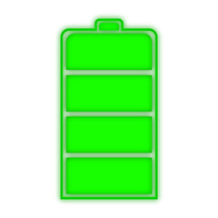 Green Glowing Battery Icon – Neon Power Cell Vector Symbol on Transparent Background