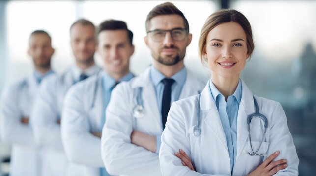 The confident healthcare team ready to assist patients in a professional setting.