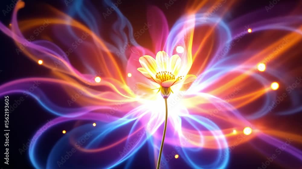Aufkleber vibrant abstract flower with colorful light effects and dynamic flowing patterns in a digital artist