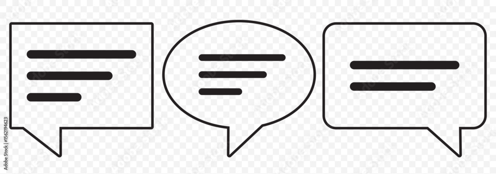 Poster engaging chat message icon set for online communication on transparent background. eps 10.