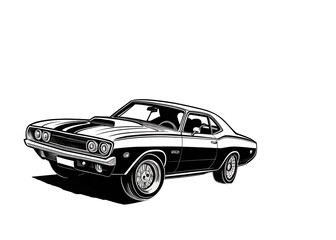 Naklejka premium Muscle Car Burnout Illustration