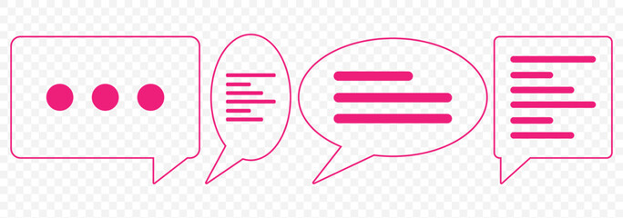Chat Bubble Icon Element For Design.  Chat icon set multiple style collection on Transparent Background. EPS 10.