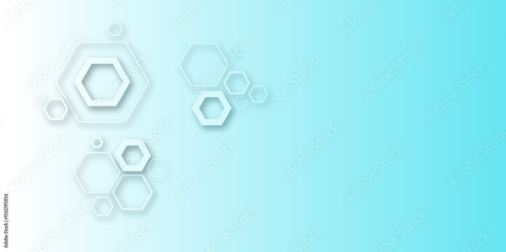 Aufkleber abstract pastel hexagon pattern on white background with soft blue gradient. modern geometric design