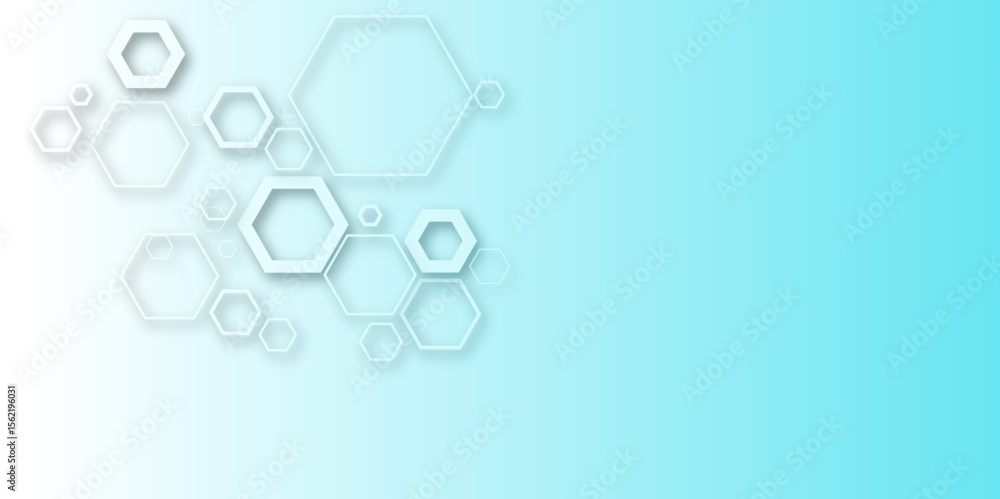 Aufkleber abstract pastel hexagon pattern on white background with soft blue gradient. modern geometric design