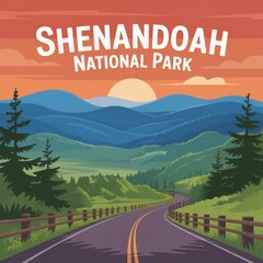 Skyline Drive Through Shenandoah Mountains Art Print