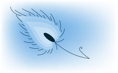 Peacock feather in continuous line drawing style. Decorative elegant design element for card, wedding invitation, bird theme. Indian holiday. Linear vector illustration.