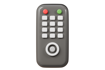 3d Remote Television Control icon. Electronic device, Entertainment digital video media concept. Minimal Cartoon modern remote TV wireless control isolated on transparent background. PNG. 3d render.