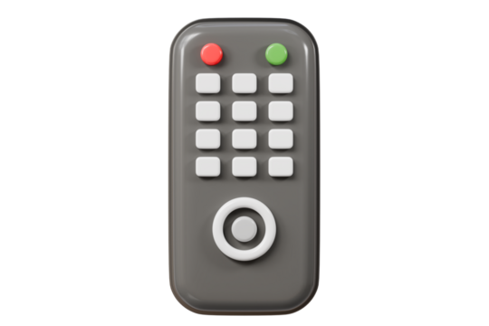 3d Remote Television Control icon. Electronic device, Entertainment digital video media concept. Minimal Cartoon modern remote TV wireless control isolated on transparent background. PNG. 3d render.