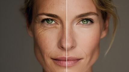 The transformation of beauty through aging and rejuvenation in a woman's portrait.