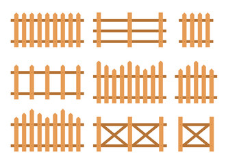 A collection of fence designs showcases different wooden fence styles including picket fences, ranch rail fences, and crossbuck fences, perfect for gardens and farms.