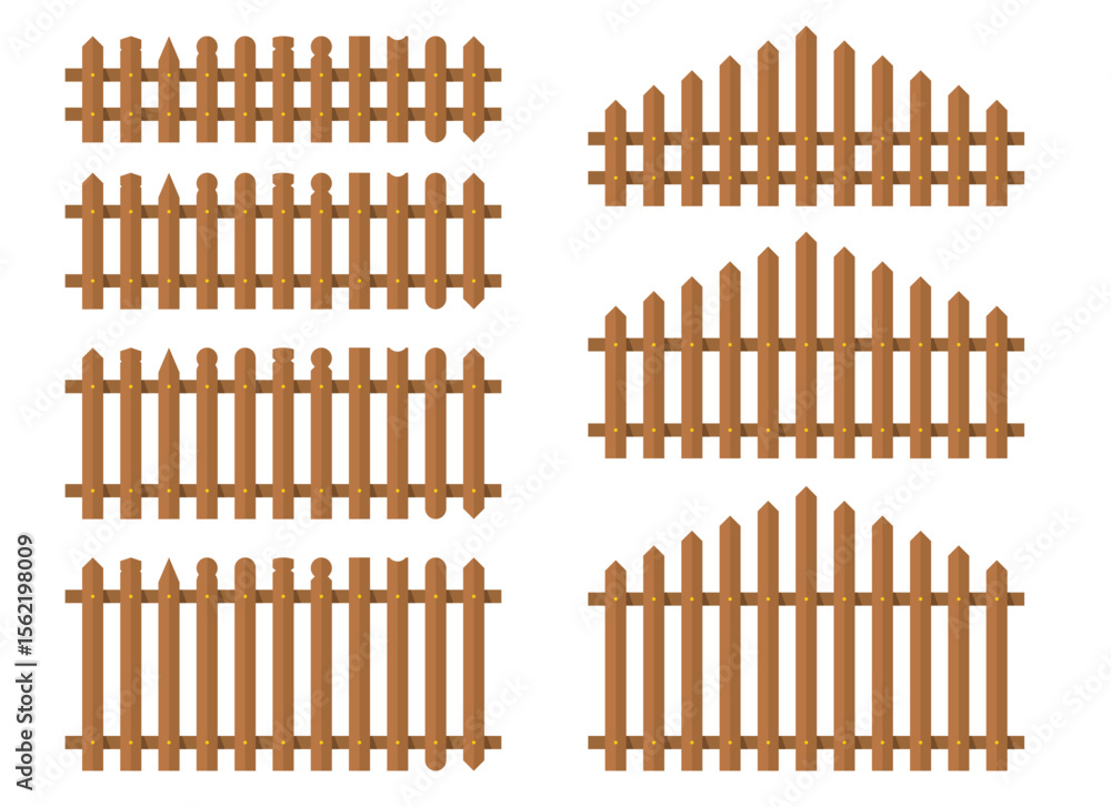 Poster this image shows a collection of different types of wooden fences. each fence has unique designs wit