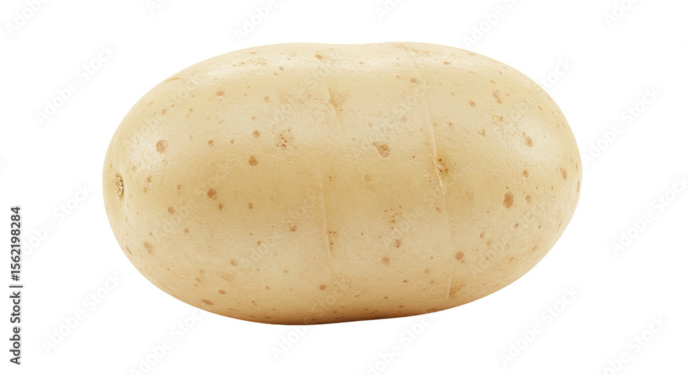 Poster single whole potato with a smooth surface and small spots in studio shot