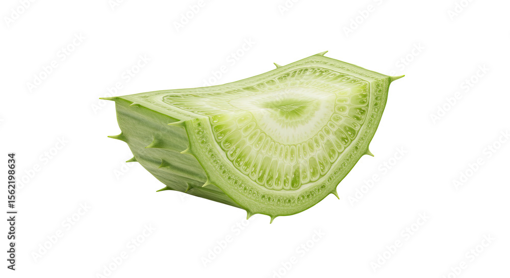 Poster sliced agave showing detailed patterns and textures inside a green plant