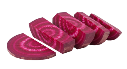 Sliced beetroot sections showing concentric circles and deep magenta color