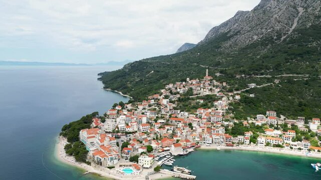 Aerial view of Igrane village, Croatia.