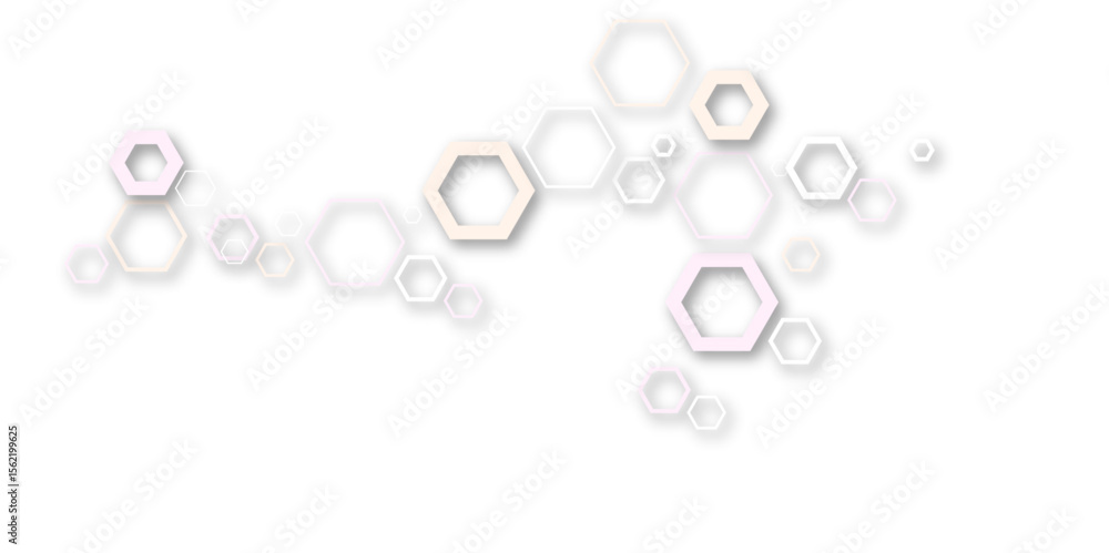 Aufkleber abstract hexagon pattern with soft pastel tones and subtle shadows on a white background. minimal ge