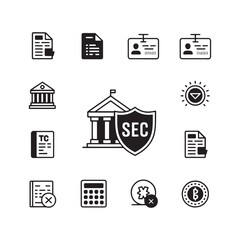 Legal, Finance, and Security Icons Set Banking, Documents, and Protection Symbols