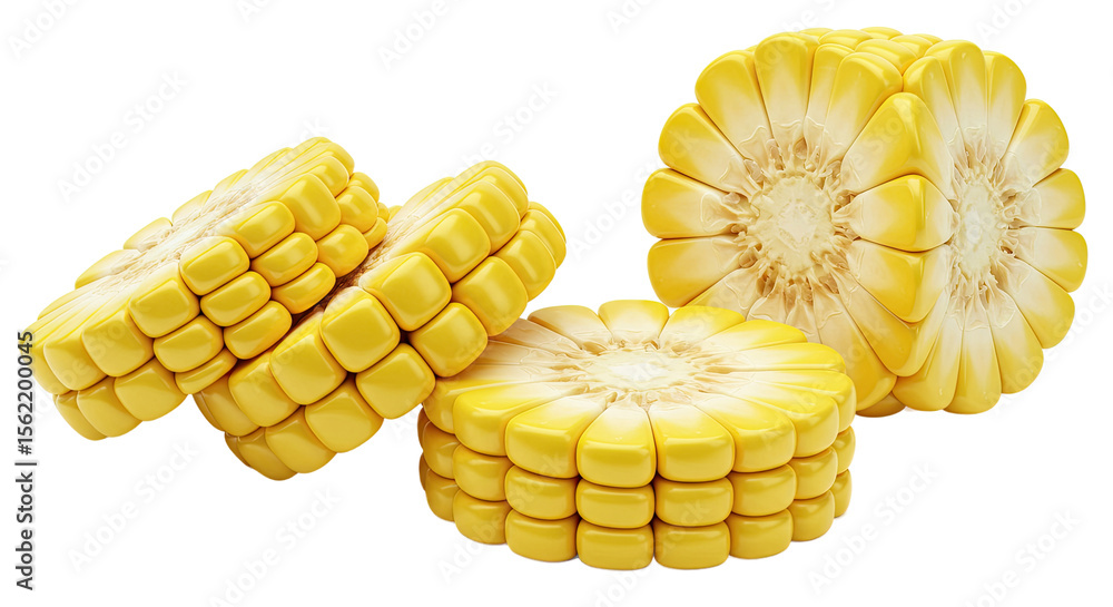 Aufkleber sliced corn on the cob creating a vibrant and colorful food arrangement