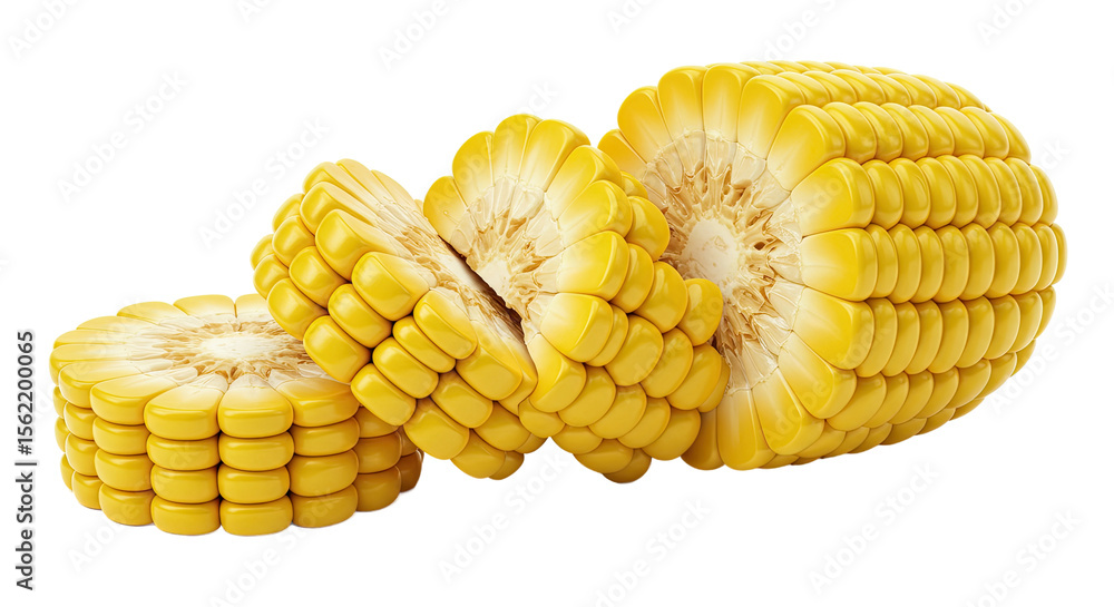 Poster sliced corn on the cob showcasing vibrant yellow kernels and fresh texture