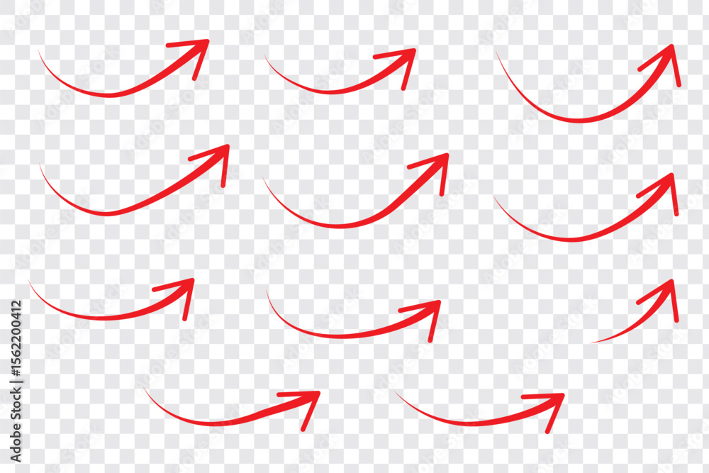 Poster collection hand drawn arrows. set simple curved arrows isolated on white background. collection of p