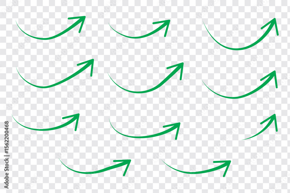 Poster collection hand drawn arrows. set simple curved arrows isolated on white background. collection of p